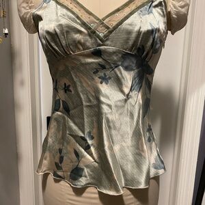 Kenzie Sleeveless Satin and Beaded Floral Slip Top, Size 6